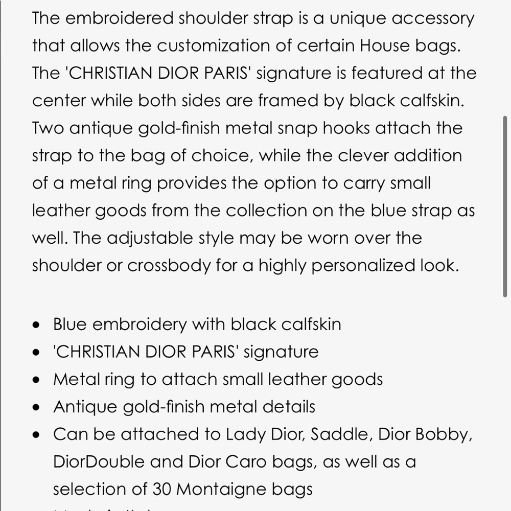 Authentic Dior NWT Shoulder Strap with ring - Picture 9 of 11